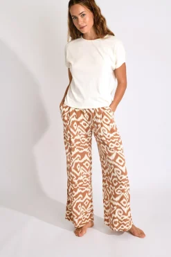 Livia PANTALON BEACHWEAR ALYA GAROUPE Marron